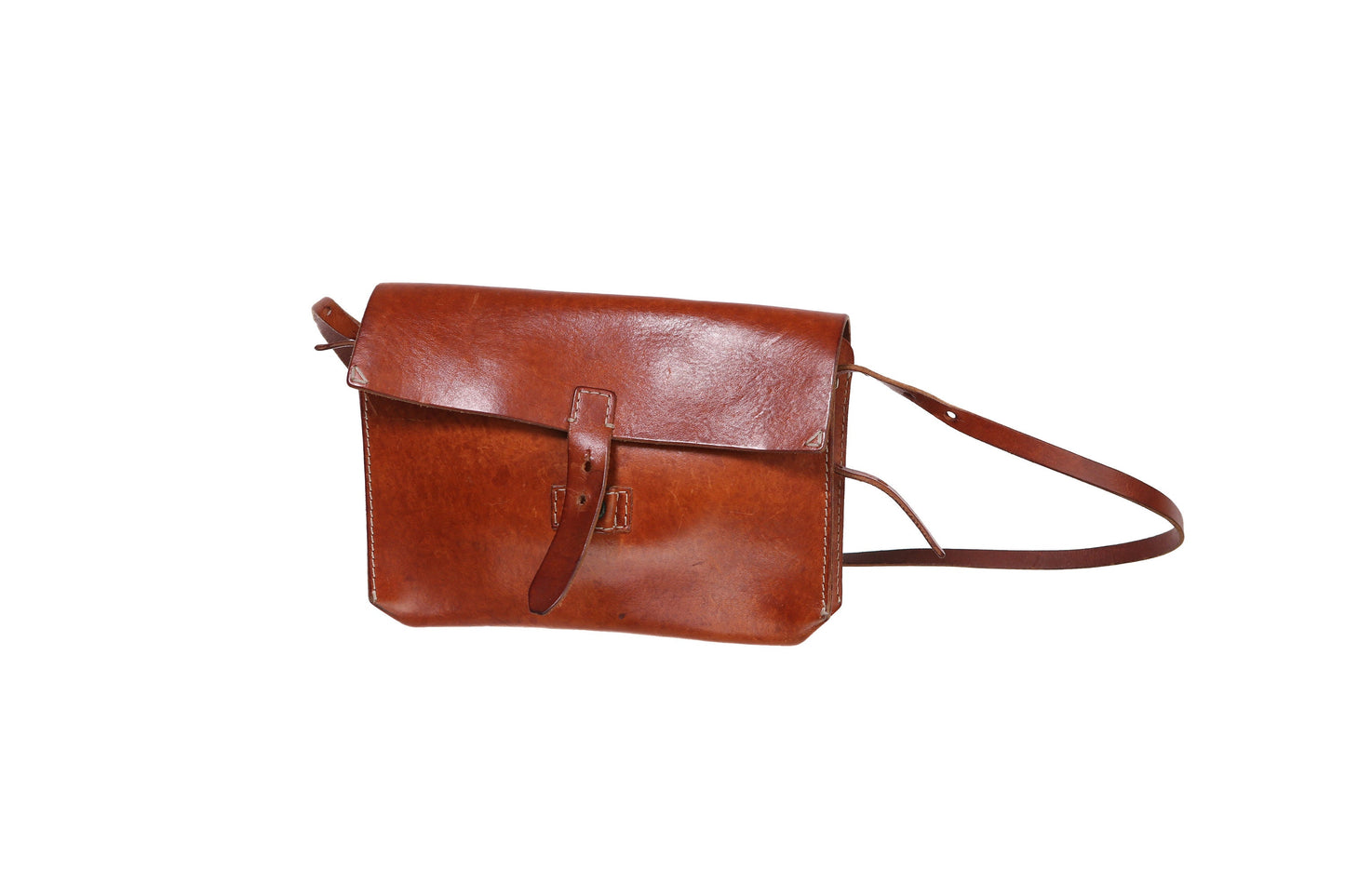 Vintage Leather Satchel Bag - Est Era 1980's - 1990's