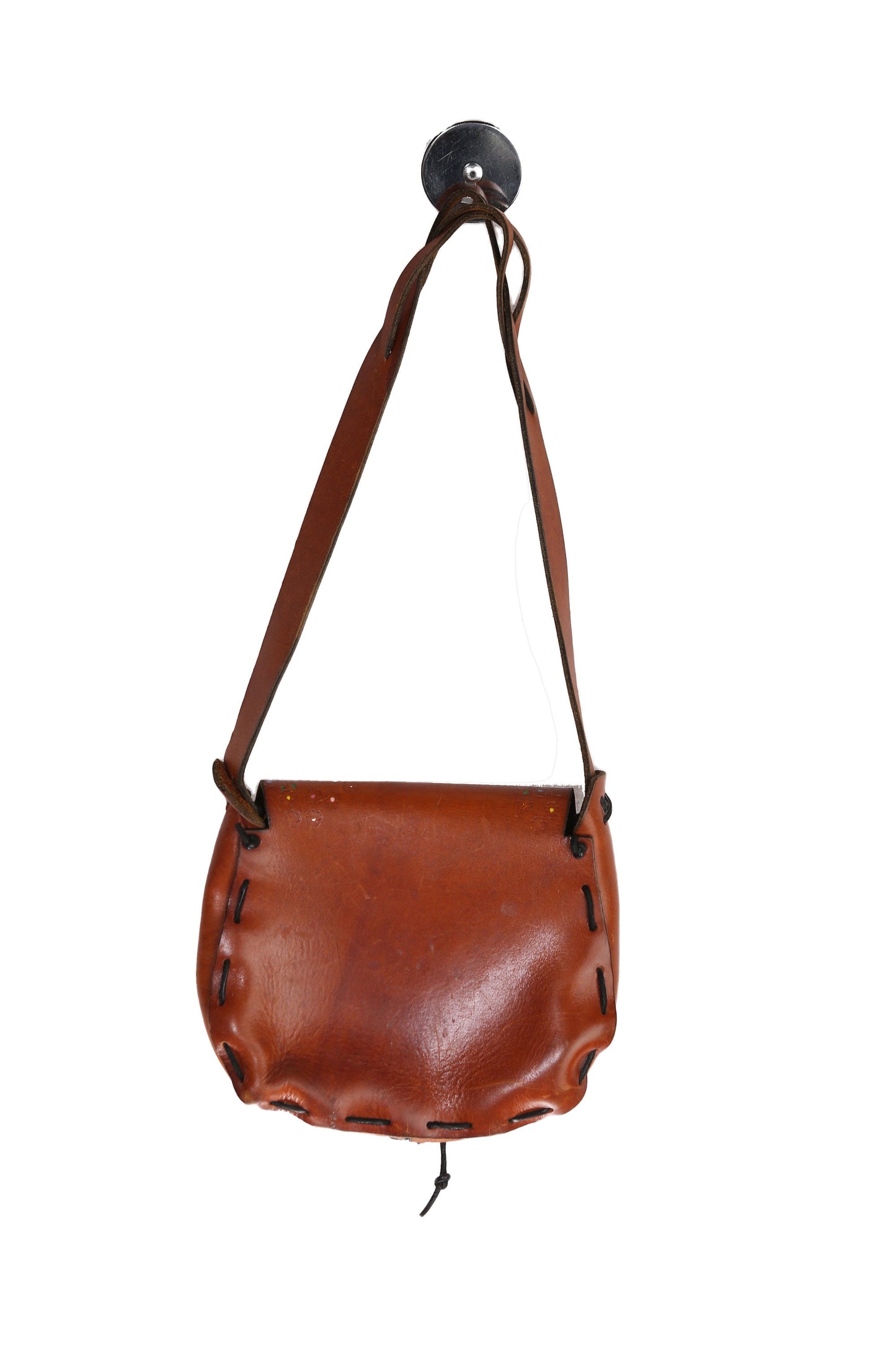 Vintage Tooled Leather Bag with Floral Designs - Est Era 1970's - 1980's