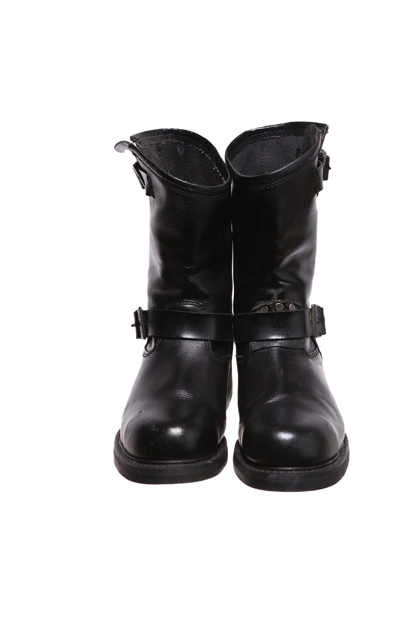 Men's Black Leather Engineering Boots - Size 7 1/2