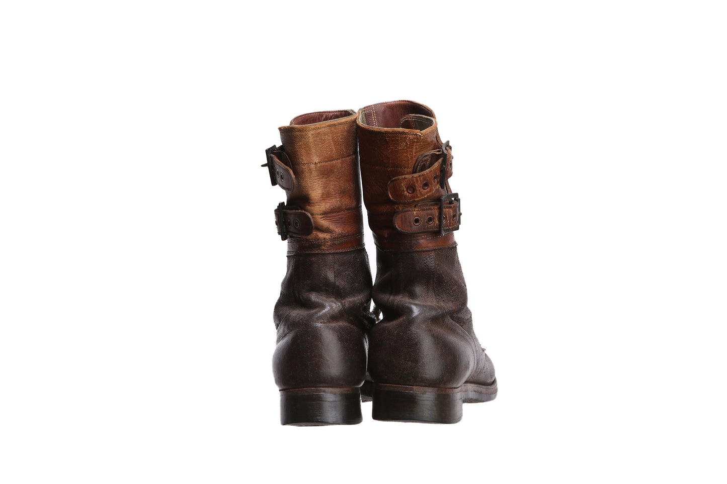 Vintage Men's Brown Leather High Top Boots with Midcap Belt Attachments - Size  10 D