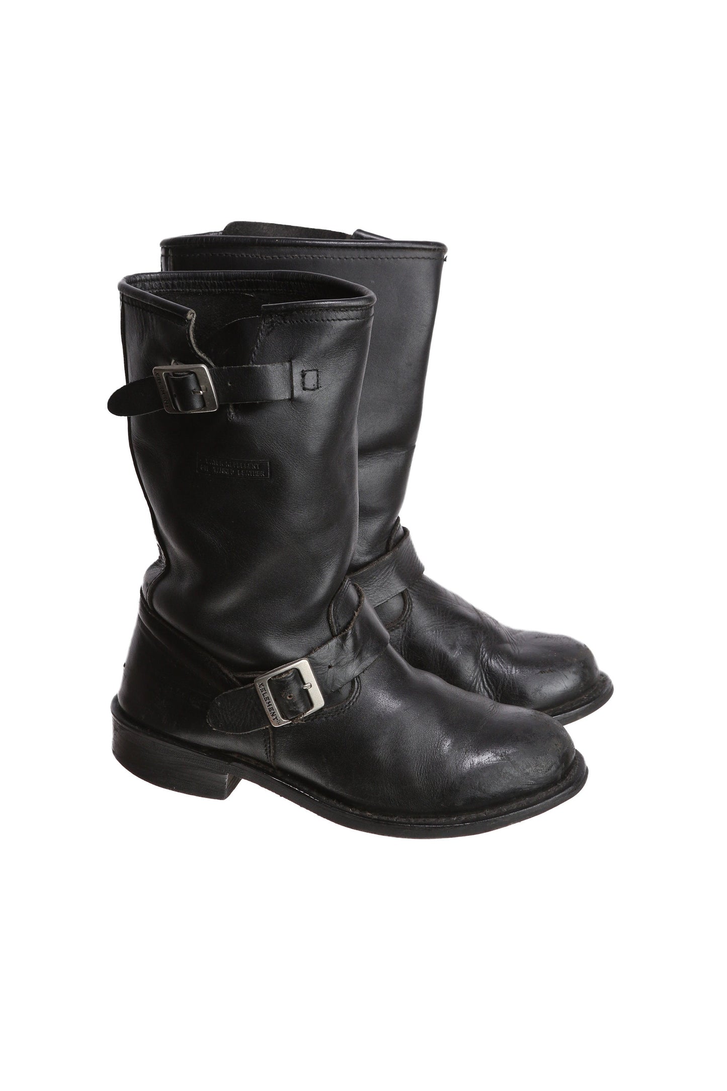 Men's Black Leather Engineering Boots by Xelement - Est Era 1990's - 2000