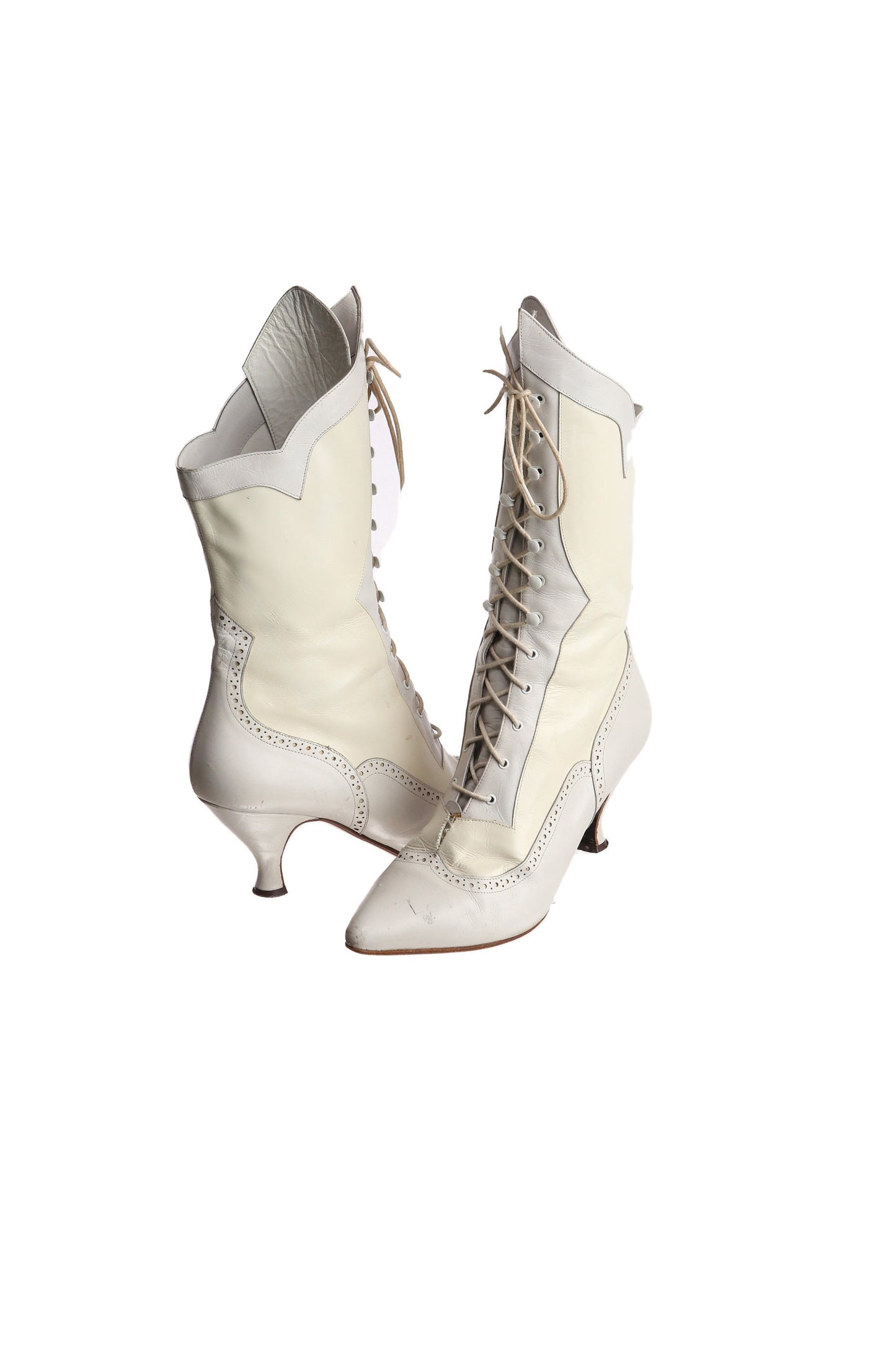 Vintage Women White Ankle Boots by Peter Fox - Victorian Style - Made in Italy