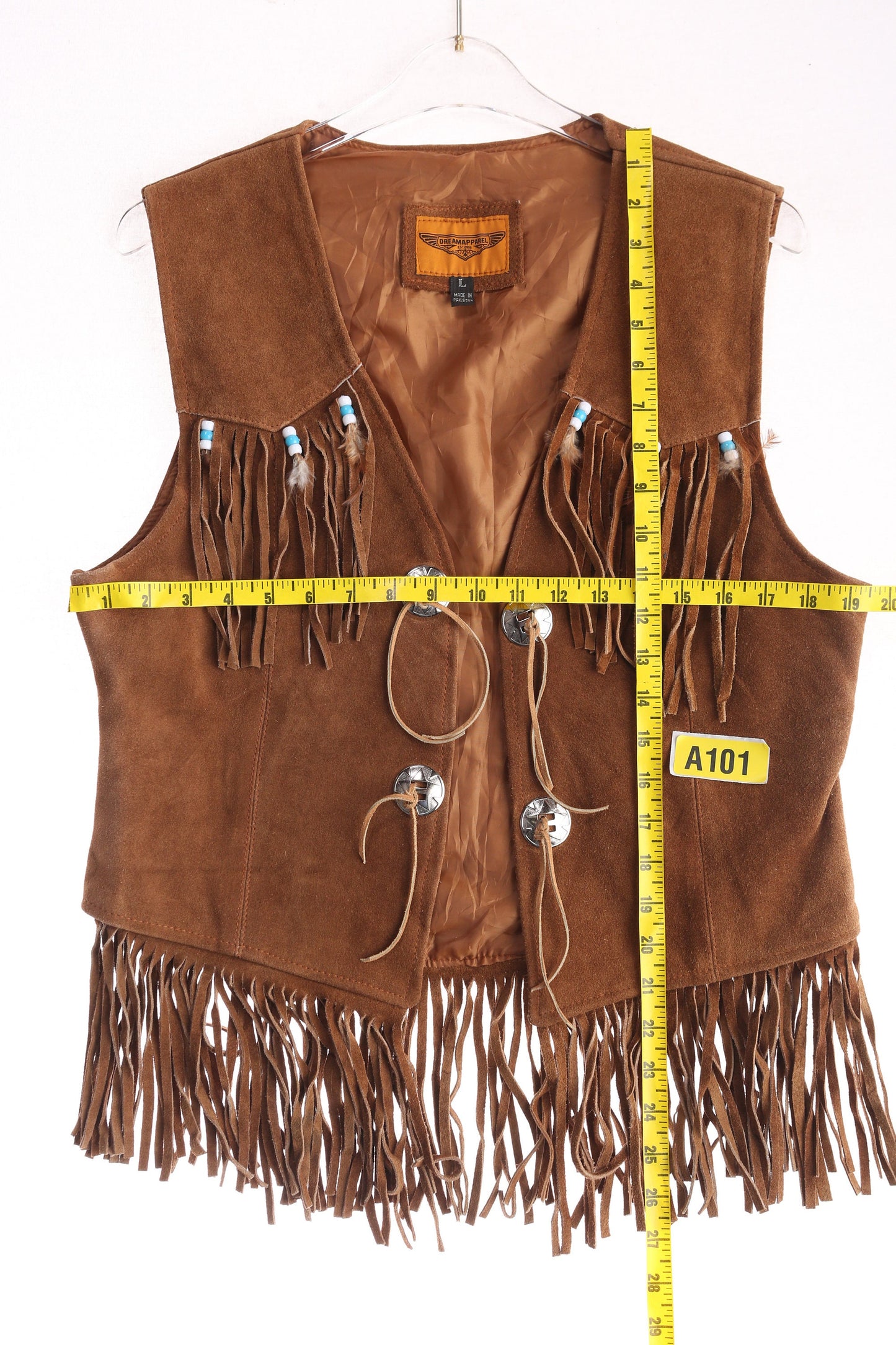 Women Brown Suede Fringed Western Vest by Dreamapparel