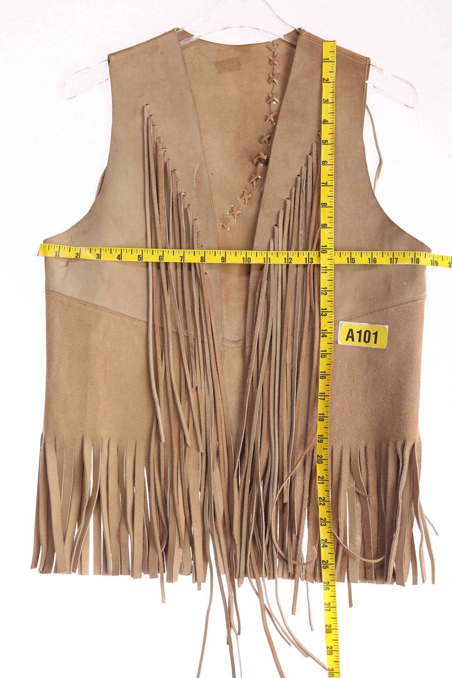 Vintage Men's Beige Suede Fringed Vest