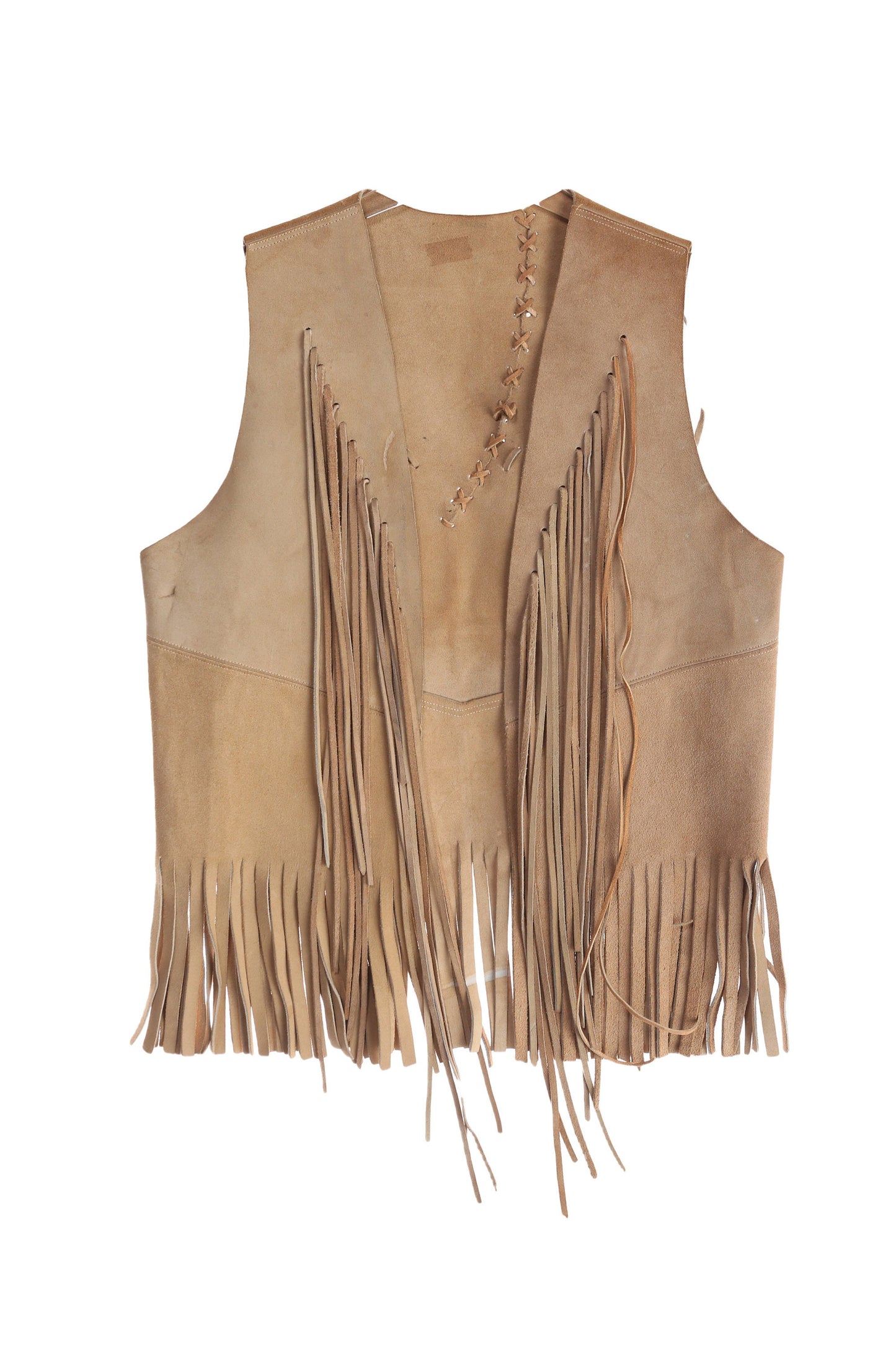 Vintage Men's Beige Suede Fringed Vest