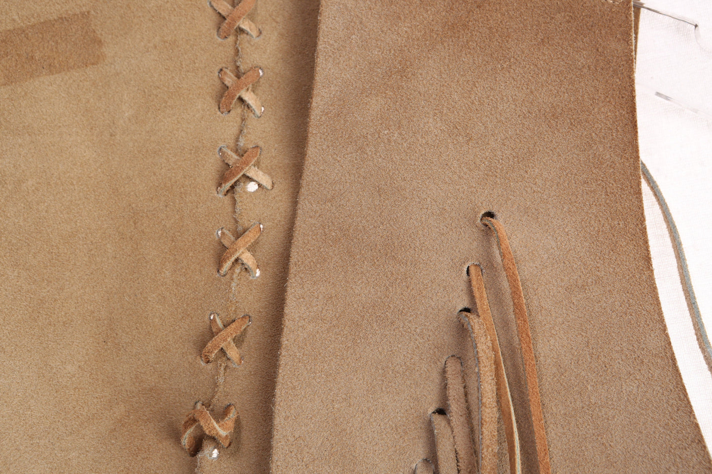 Vintage Men's Beige Suede Fringed Vest