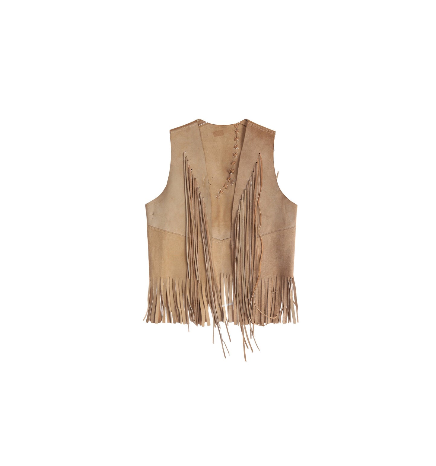 Vintage Men's Beige Suede Fringed Vest