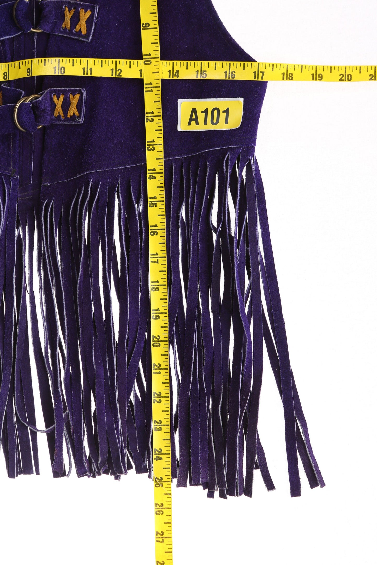 Vintage Women Purple Suede Fringed Vest