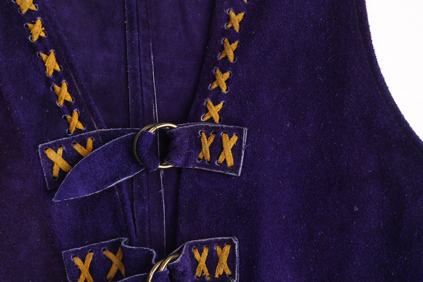 Vintage Women Purple Suede Fringed Vest