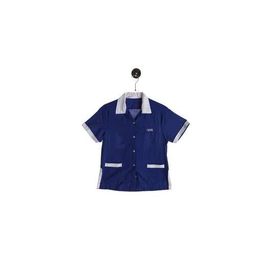 Vintage Women's Blue Bowling Top - Est Era 60s - 70s