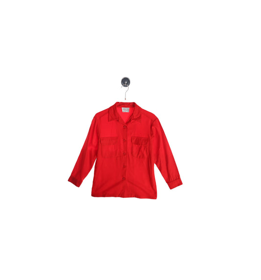 Vintage Women's red Pendleton Blouse - Made in USA - 100% Virgin Wool -