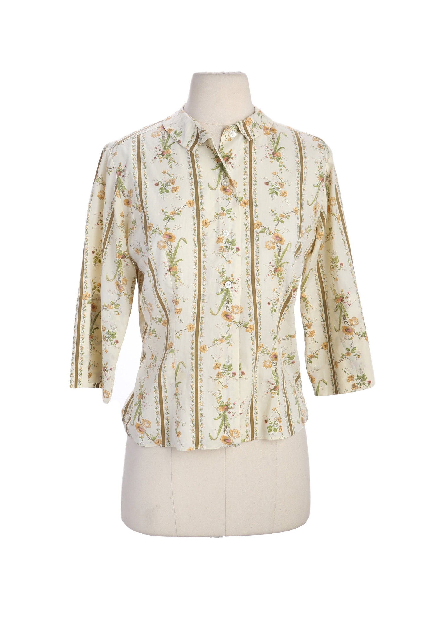 Vintage Women Floral Print Blouse - Estimated Era 1950s - 1960s