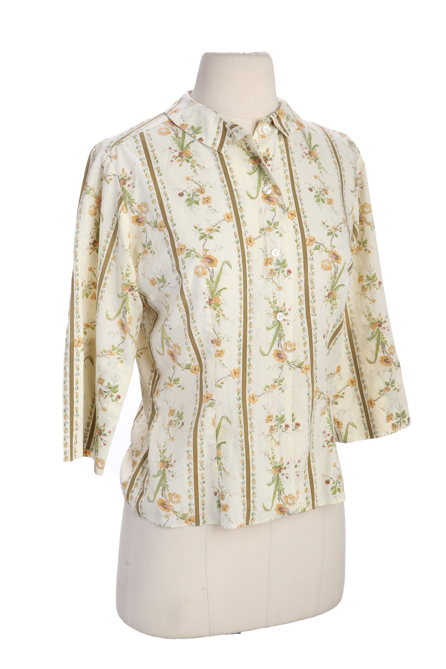 Vintage Women Floral Print Blouse - Estimated Era 1950s - 1960s