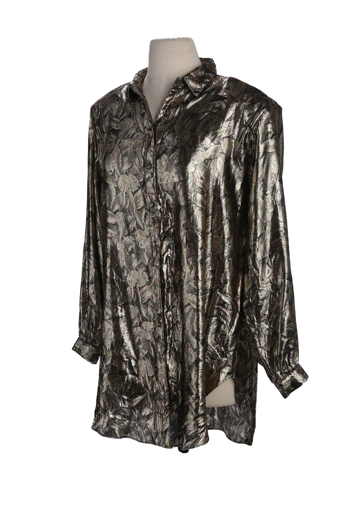 Vintage Women Metallic Gold Long Sleeve Blouse by Rothschild - Est Era 80s - 90s