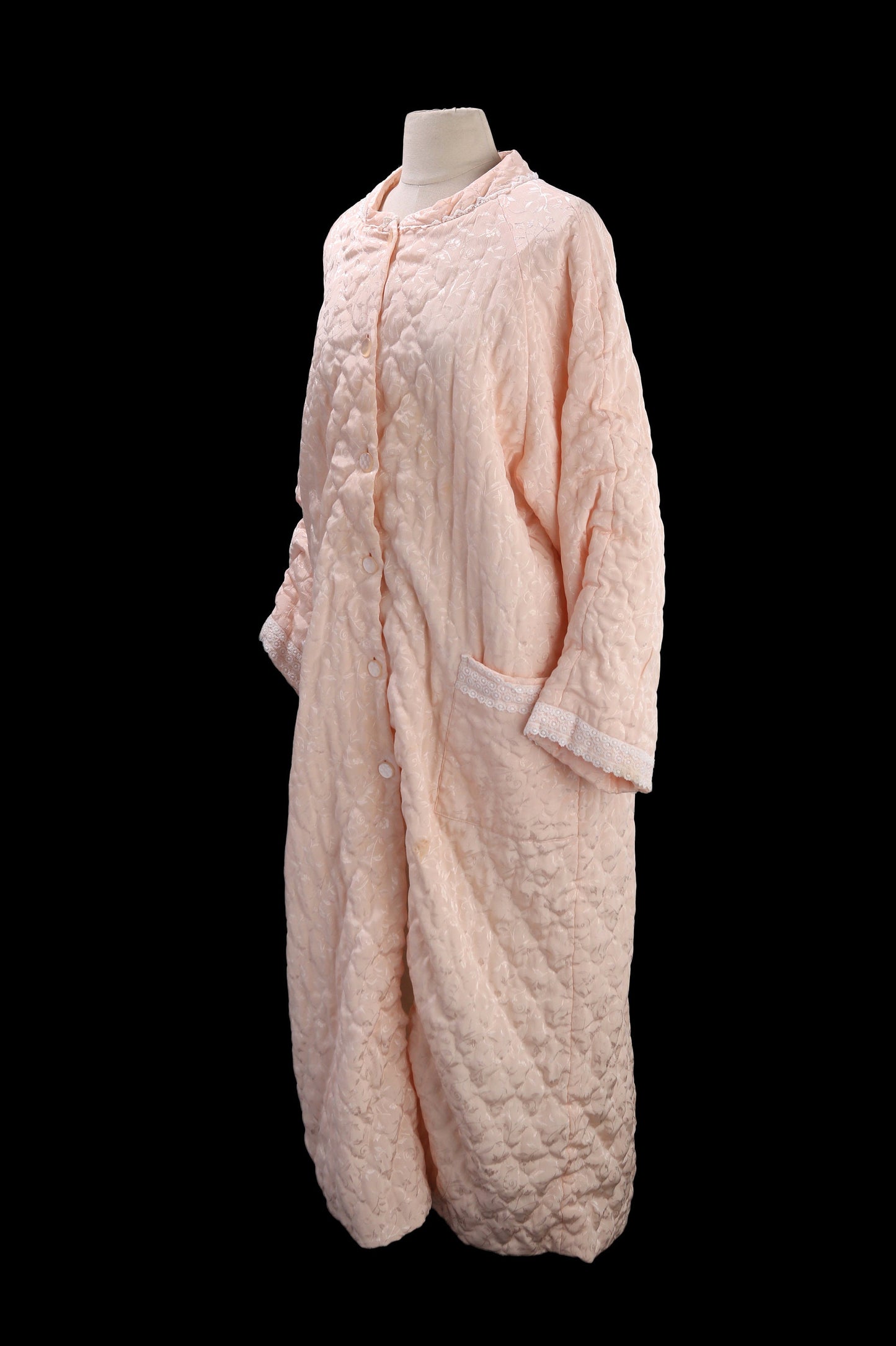 Vintage Pink Nightgown Robe with Floral Print Pattern by Oscar de la Renta for Saks Fifth Ave - Estimated Era 1980's - 19090's