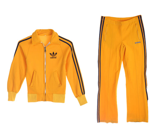 Vintage Yellow Tracksuit with Blue Stripes- Estimated Era 1970's