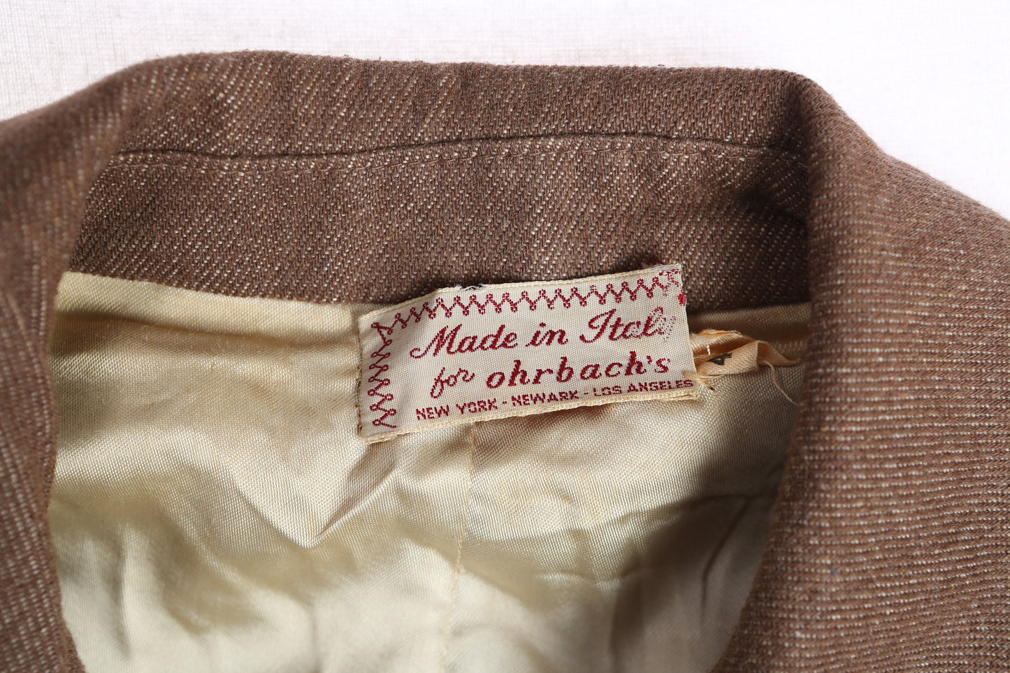 Vintage Men Brown Suit Made in Italy for Ohrbach's - Estimated Era 1960's - 1970's