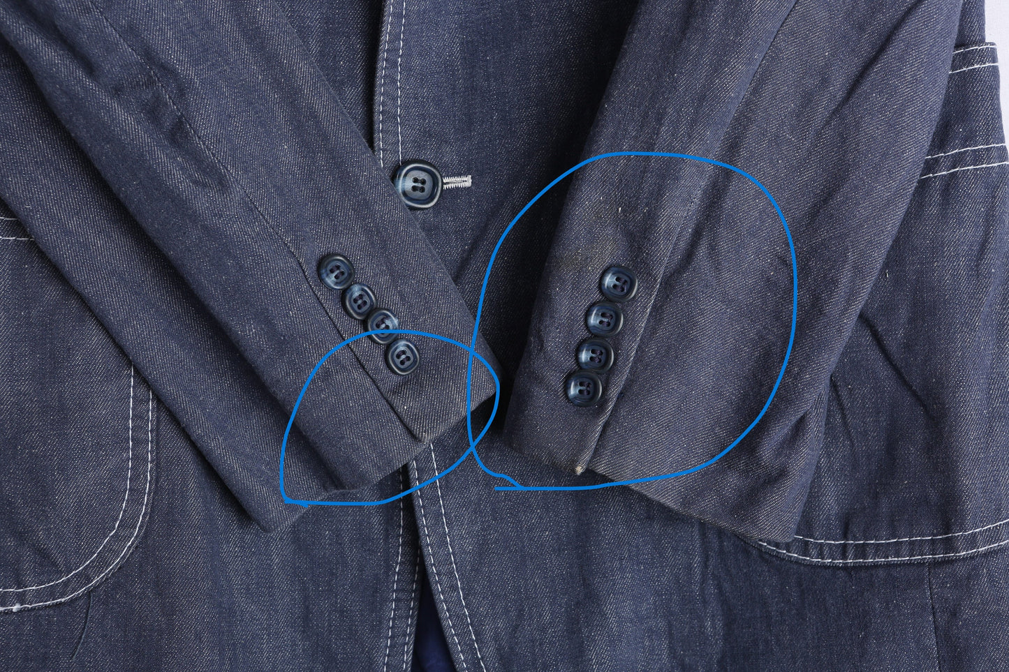 Men's Blue Denim Blazer and Vest Set - Estimated Era 1970's - 1980's