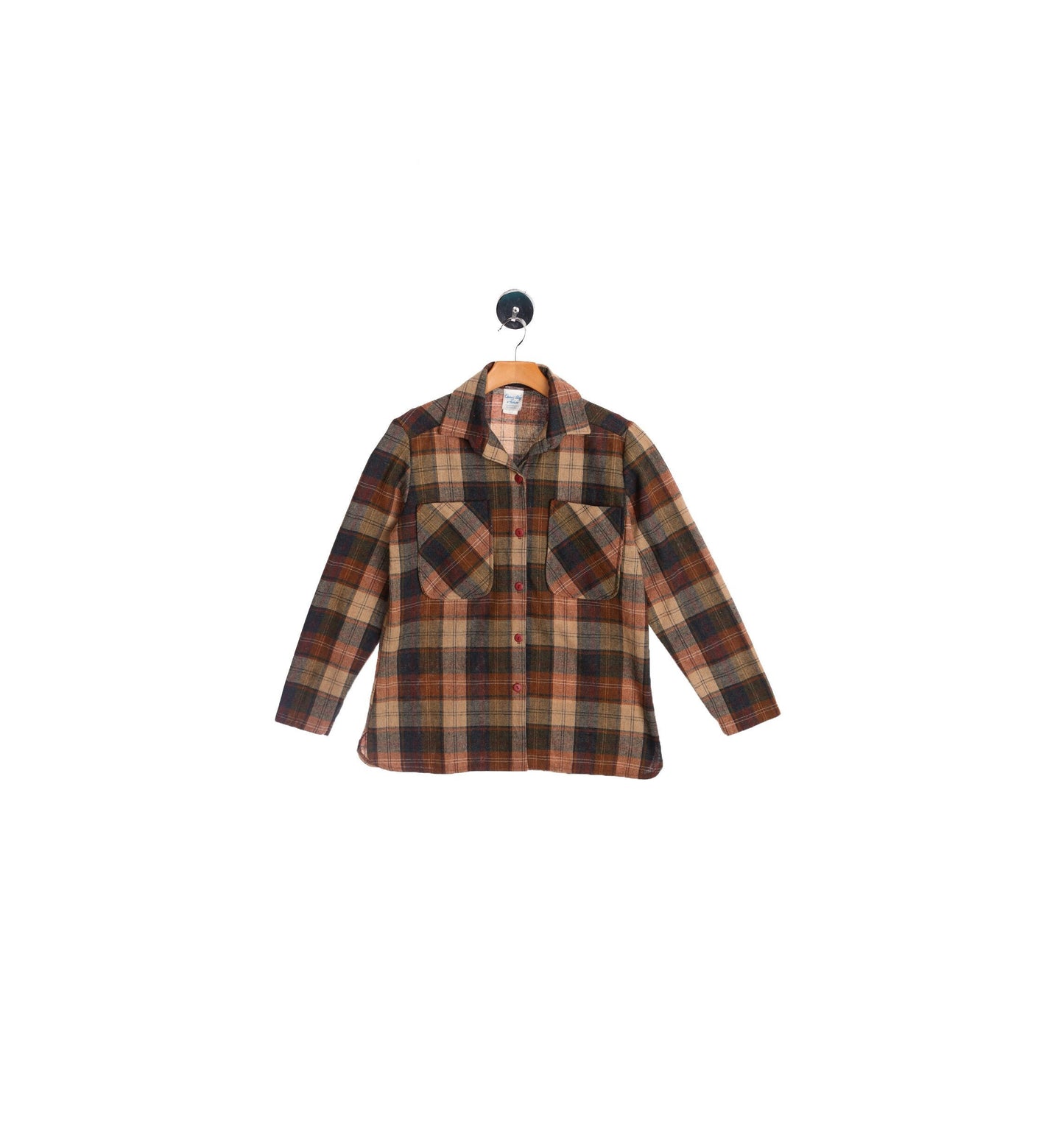 Vintage Women Brown Plaid 70's Top