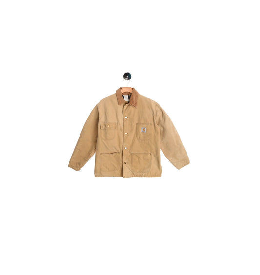 Vintage Carhartt Canvas Coverall Beige Jacket with Four Pockets