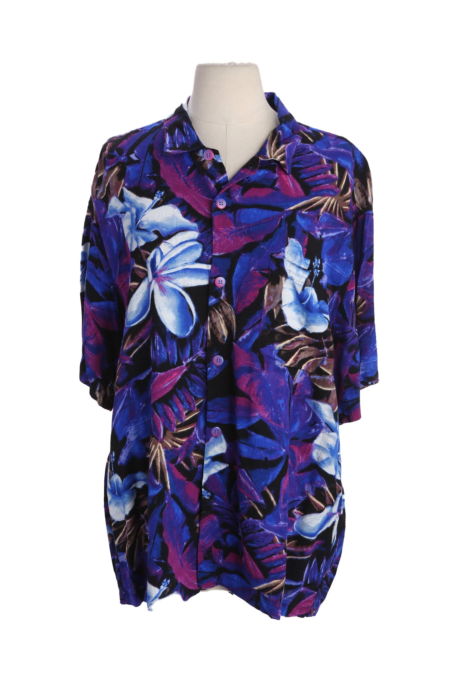 Vintage Men's Floral Print Purple Hawaiian Shirt by Jam's World