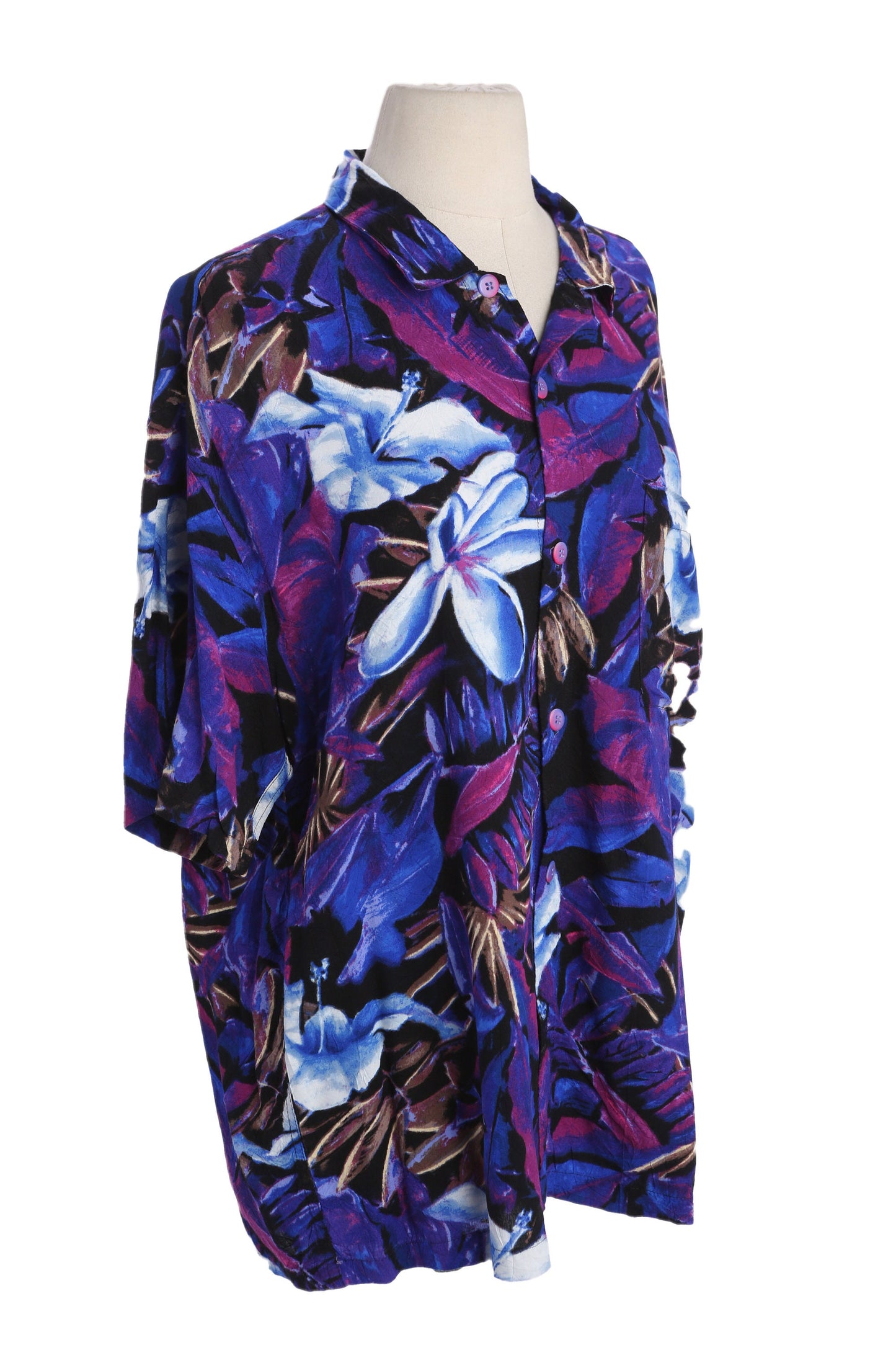 Vintage Men's Floral Print Purple Hawaiian Shirt by Jam's World