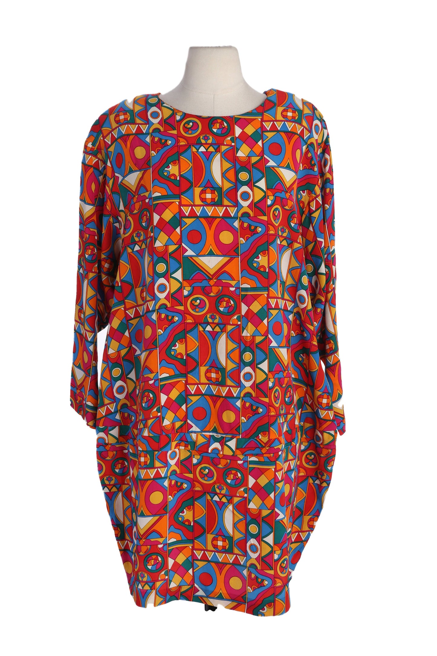 90s Women Red Geometric Print Women's Casual Dress by Page Boy for Maternity