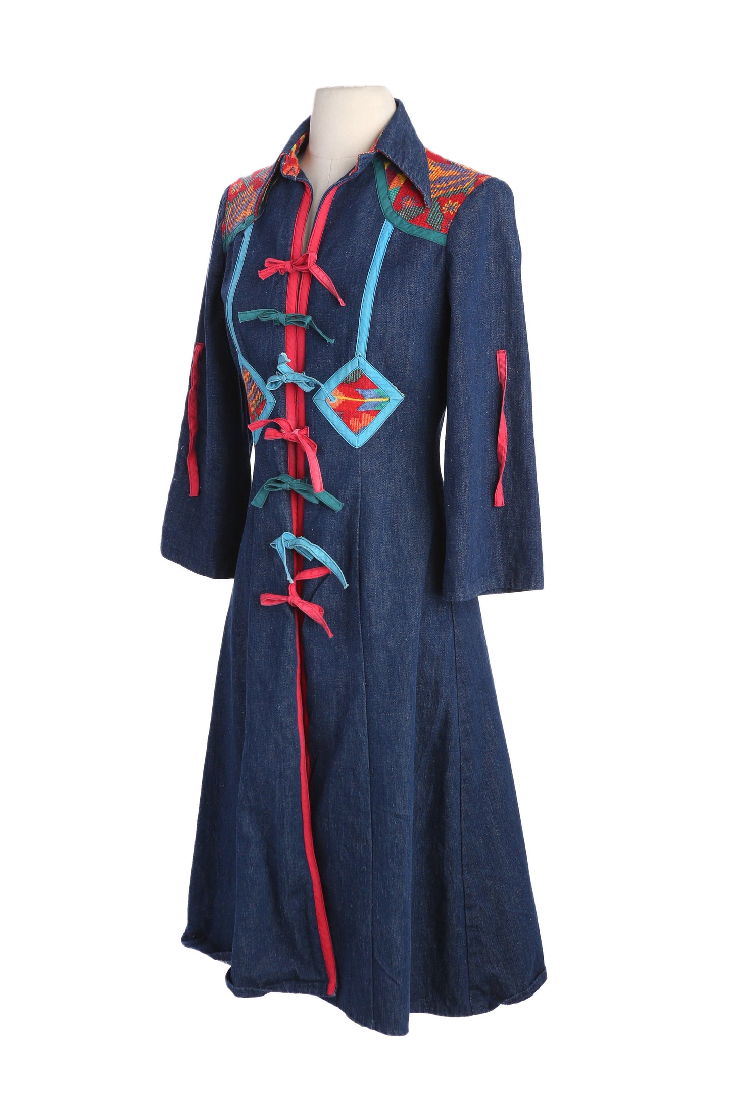 70s Women Blue Denim Long Sleeve Dress by OOPS California