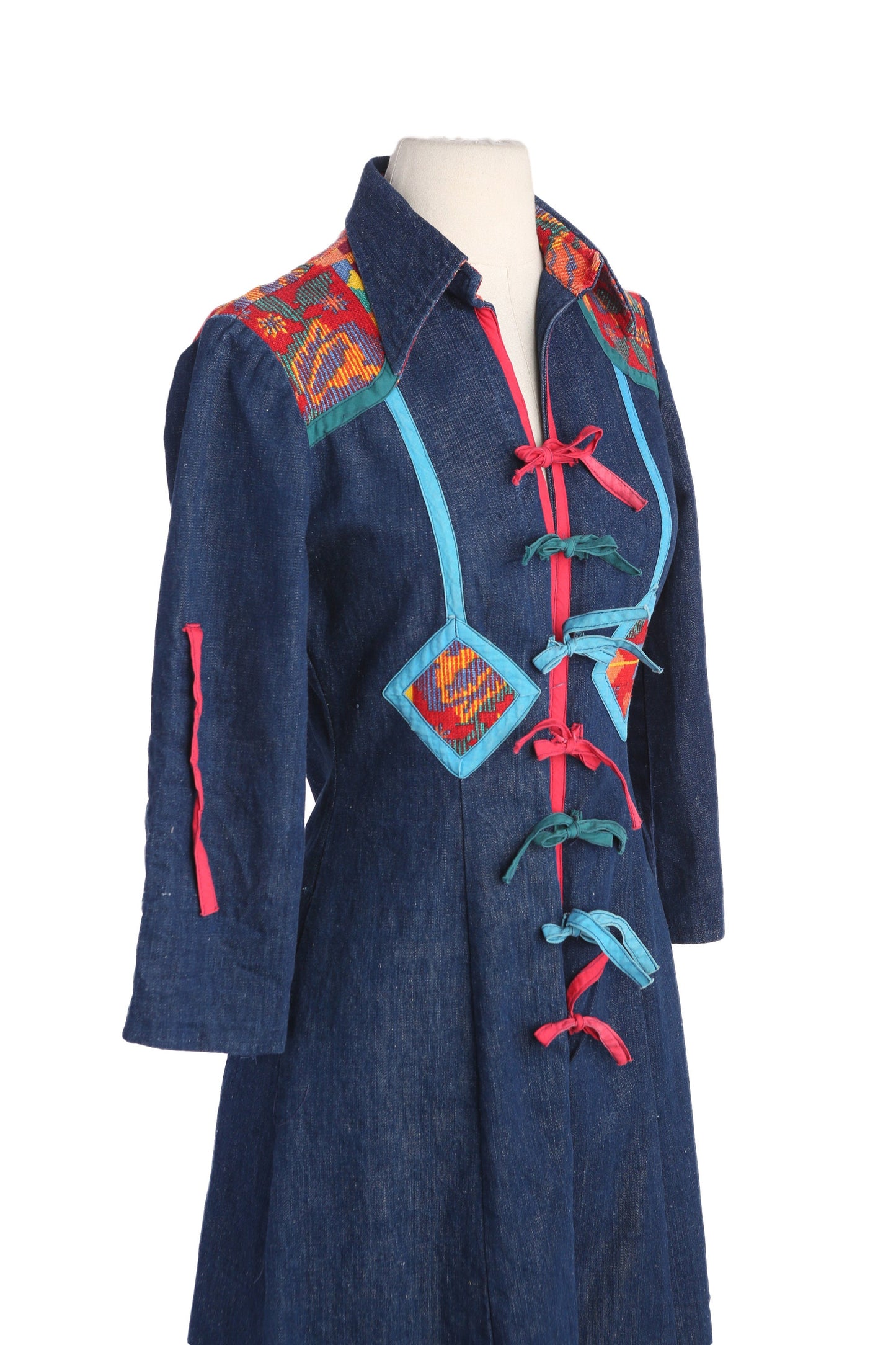 70s Women Blue Denim Long Sleeve Dress by OOPS California