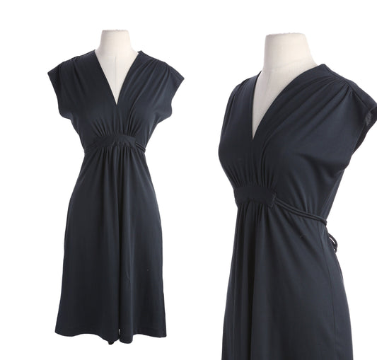 70s Women Blue Casual Polyester Sleeveless Dress by OOPS California