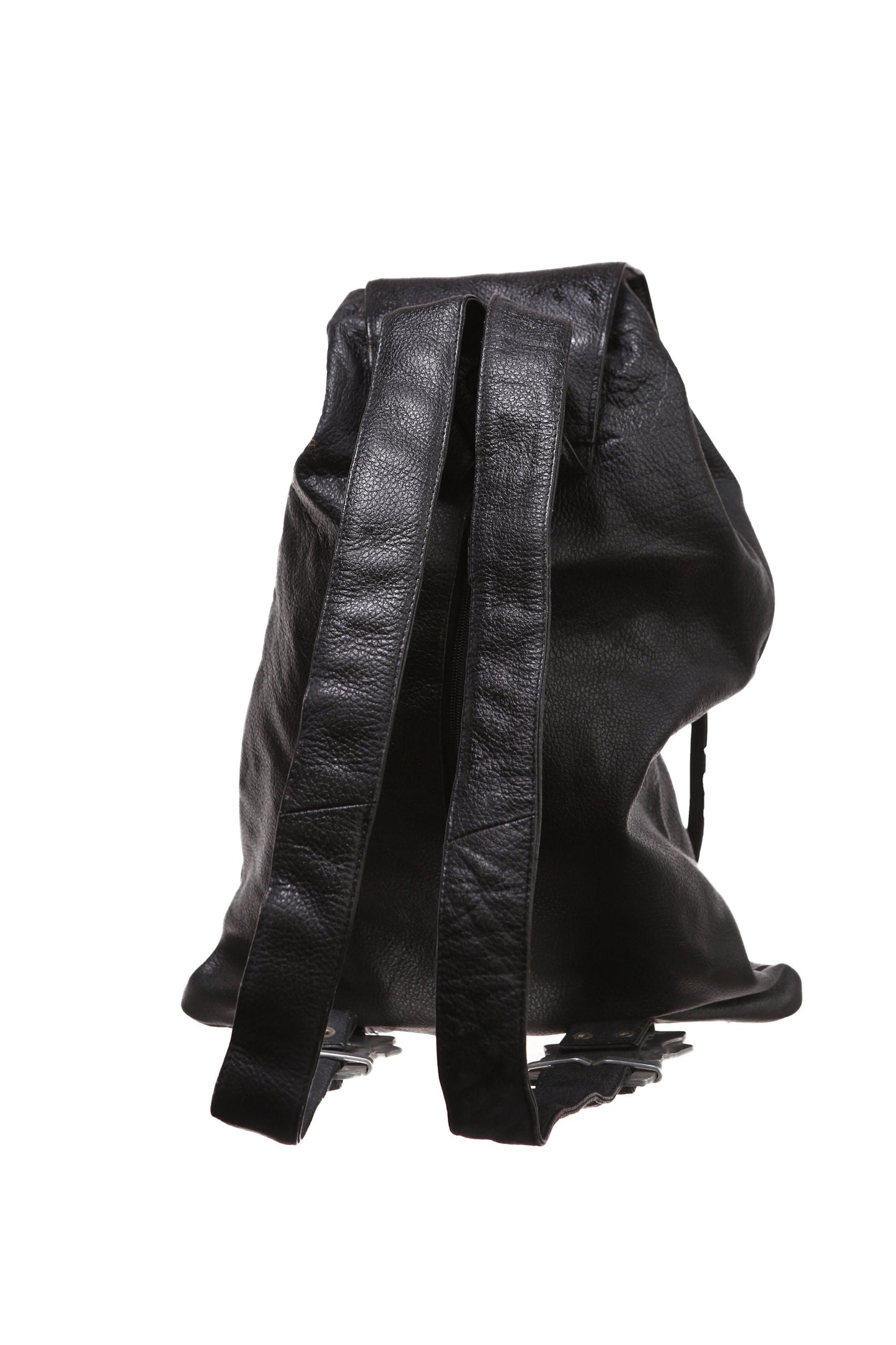 Vintage Hi-Tek Designs Black Leather Backpack by Alexander - Est Era 90s - Y2K