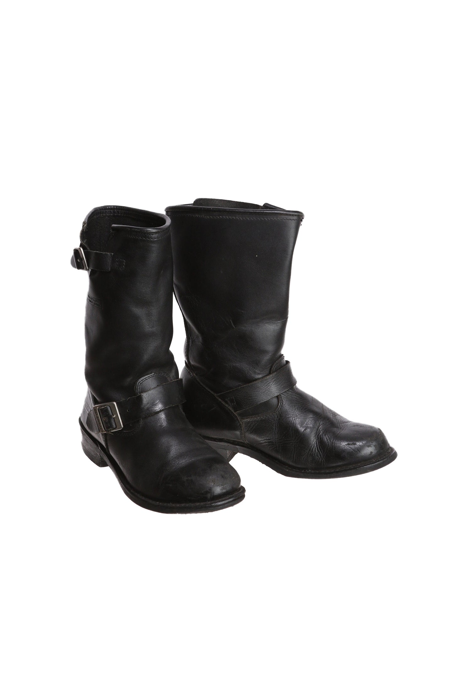 Men's Black Leather Engineering Boots by Xelement - Est Era 1990's - 2000