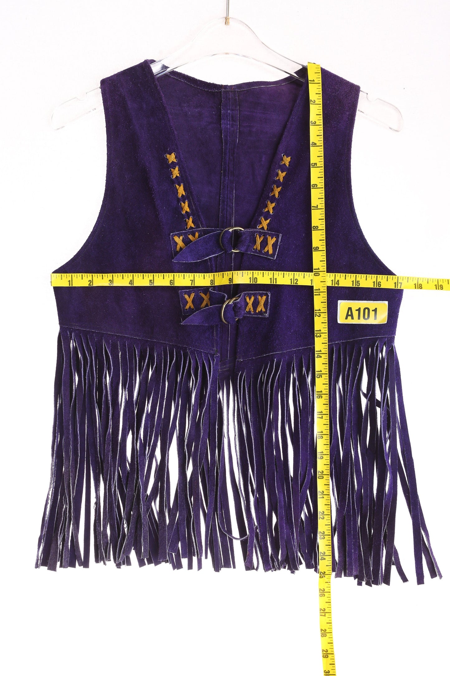 Vintage Women Purple Suede Fringed Vest