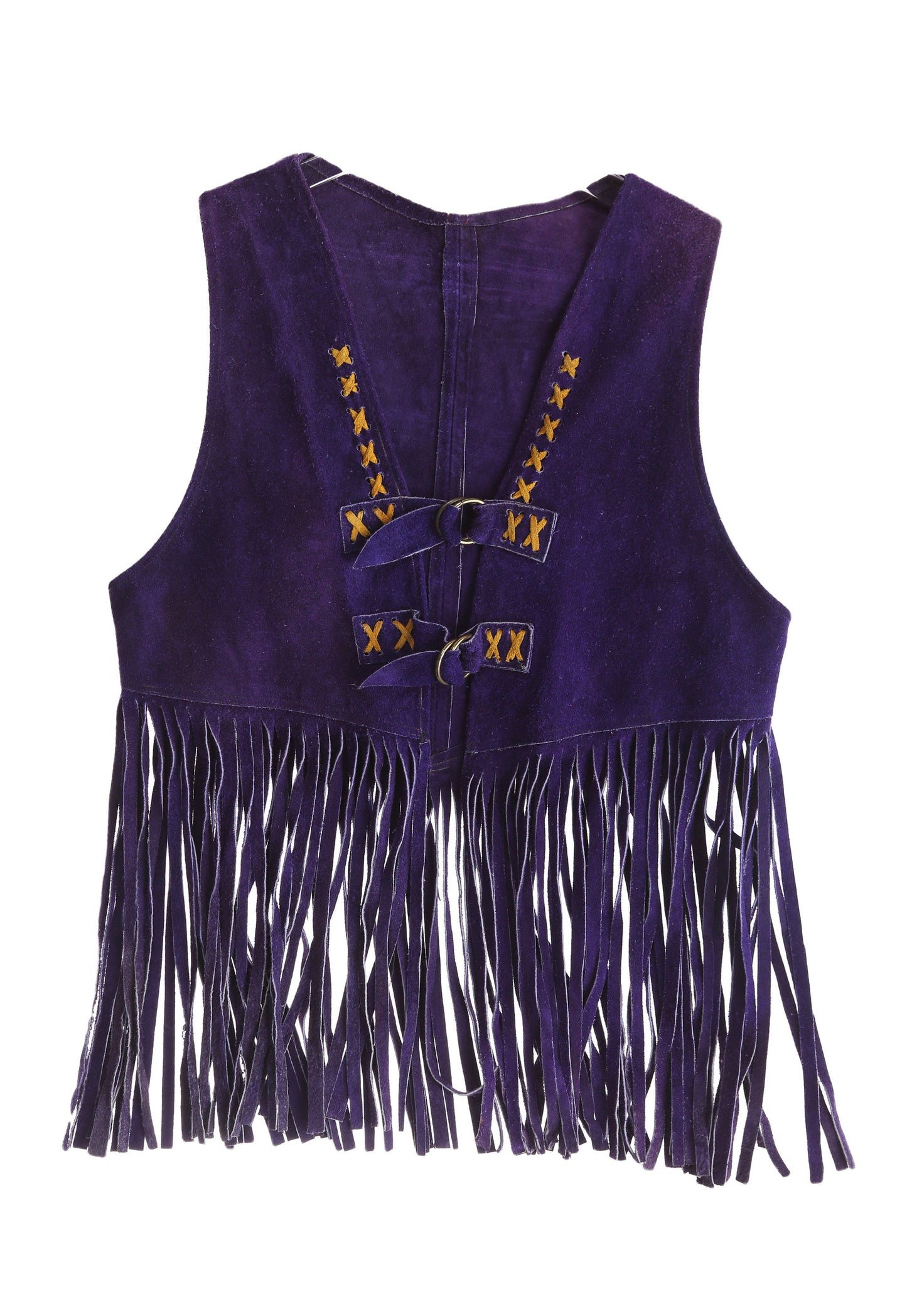 Vintage Women Purple Suede Fringed Vest
