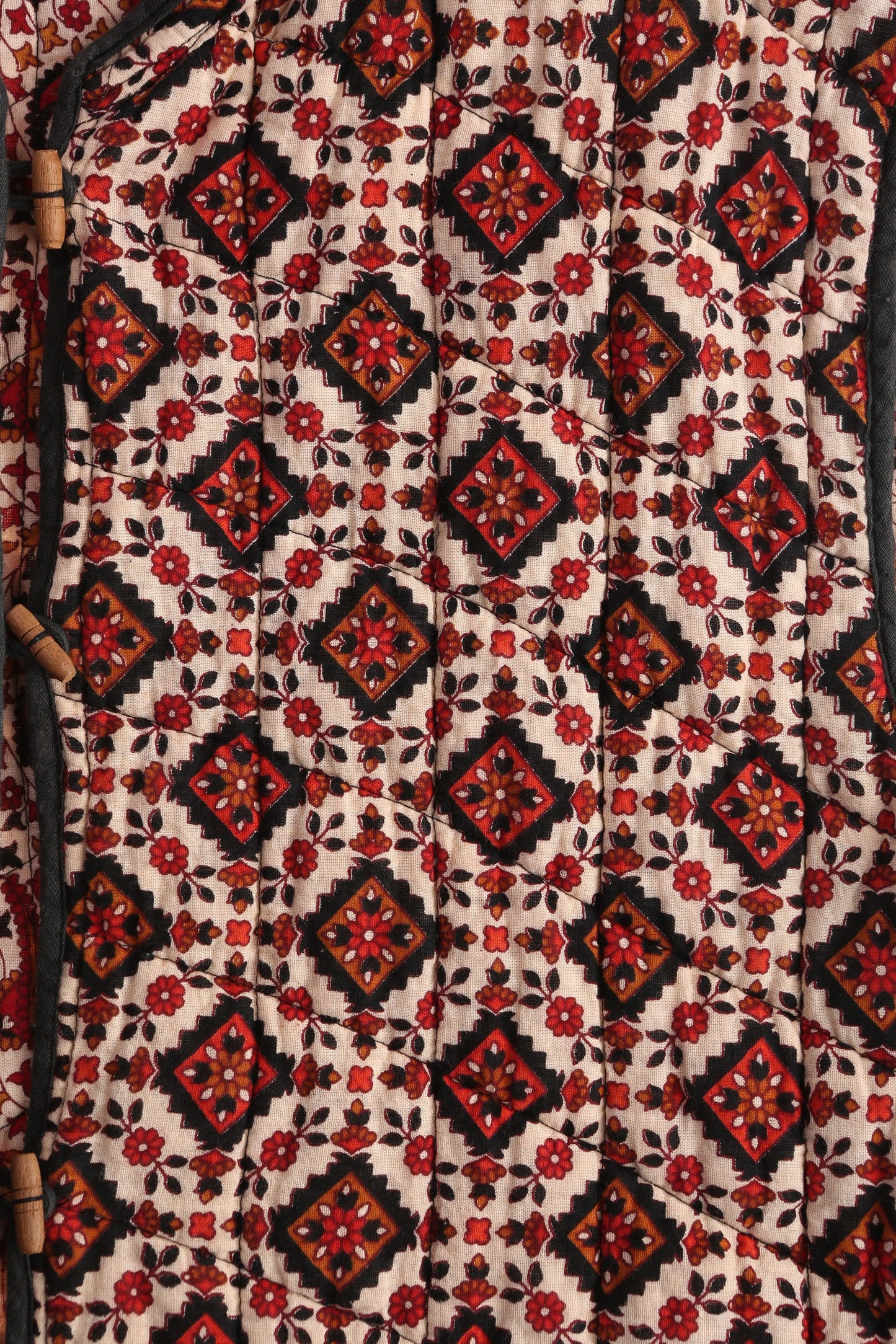 Vintage Women Block Floral Print Boho Vest - Est Era 70's - 80's