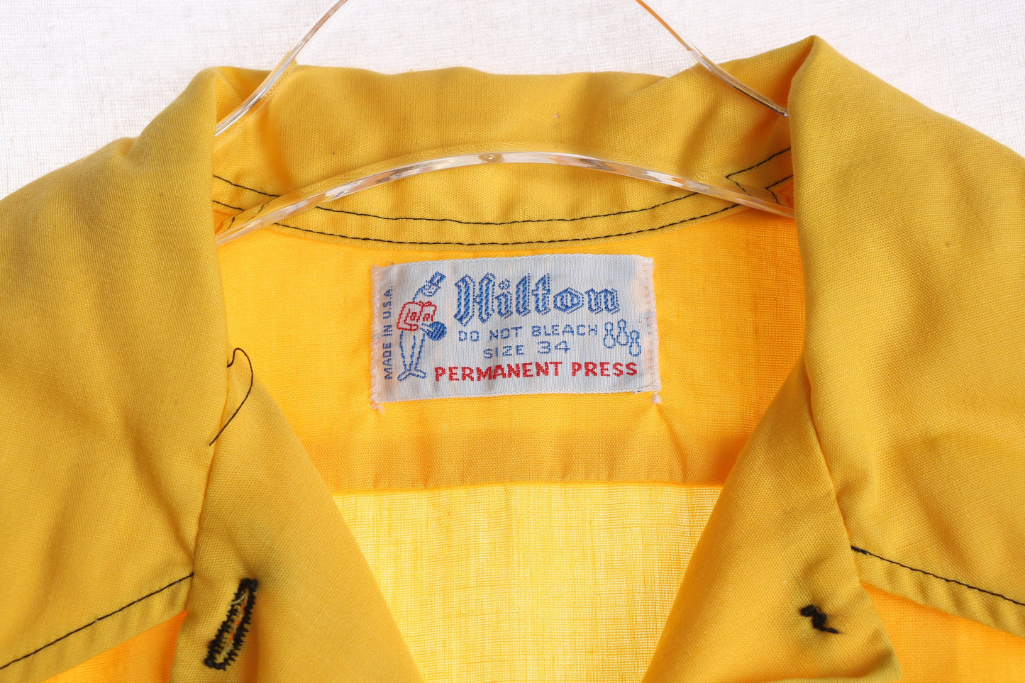 Vintage Women's Yellow Bowling Shirt with J & R skelly Print by Hilton - Made in USA