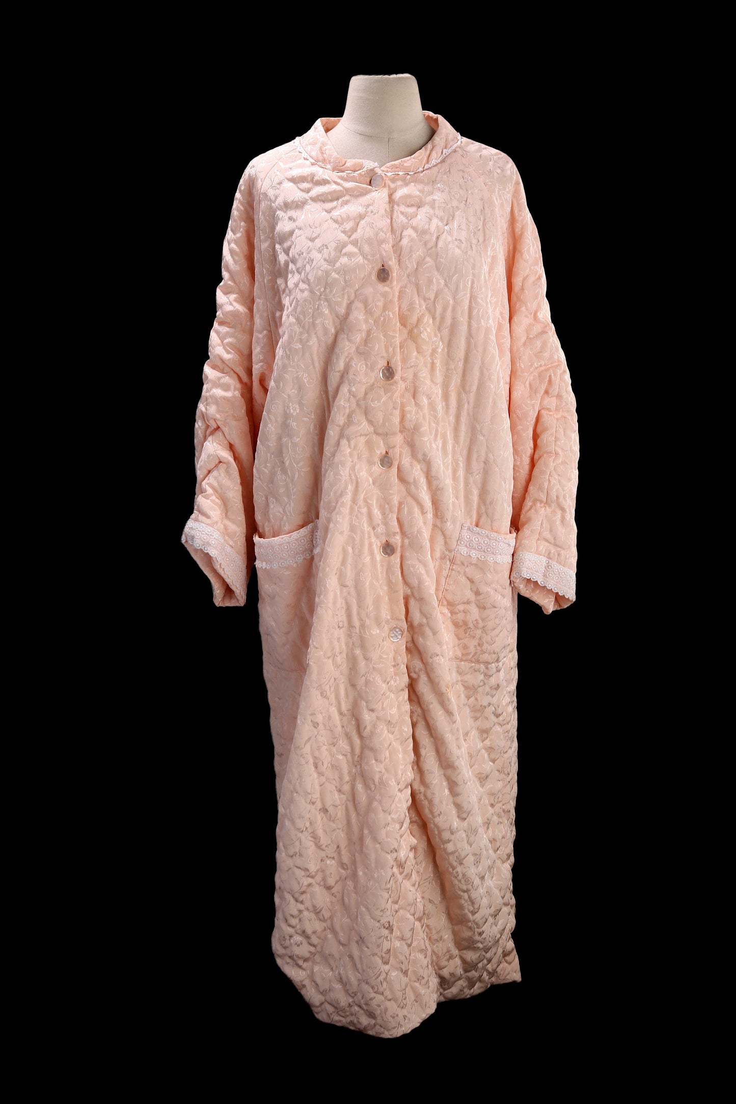 Vintage Pink Nightgown Robe with Floral Print Pattern by Oscar de la Renta for Saks Fifth Ave - Estimated Era 1980's - 19090's
