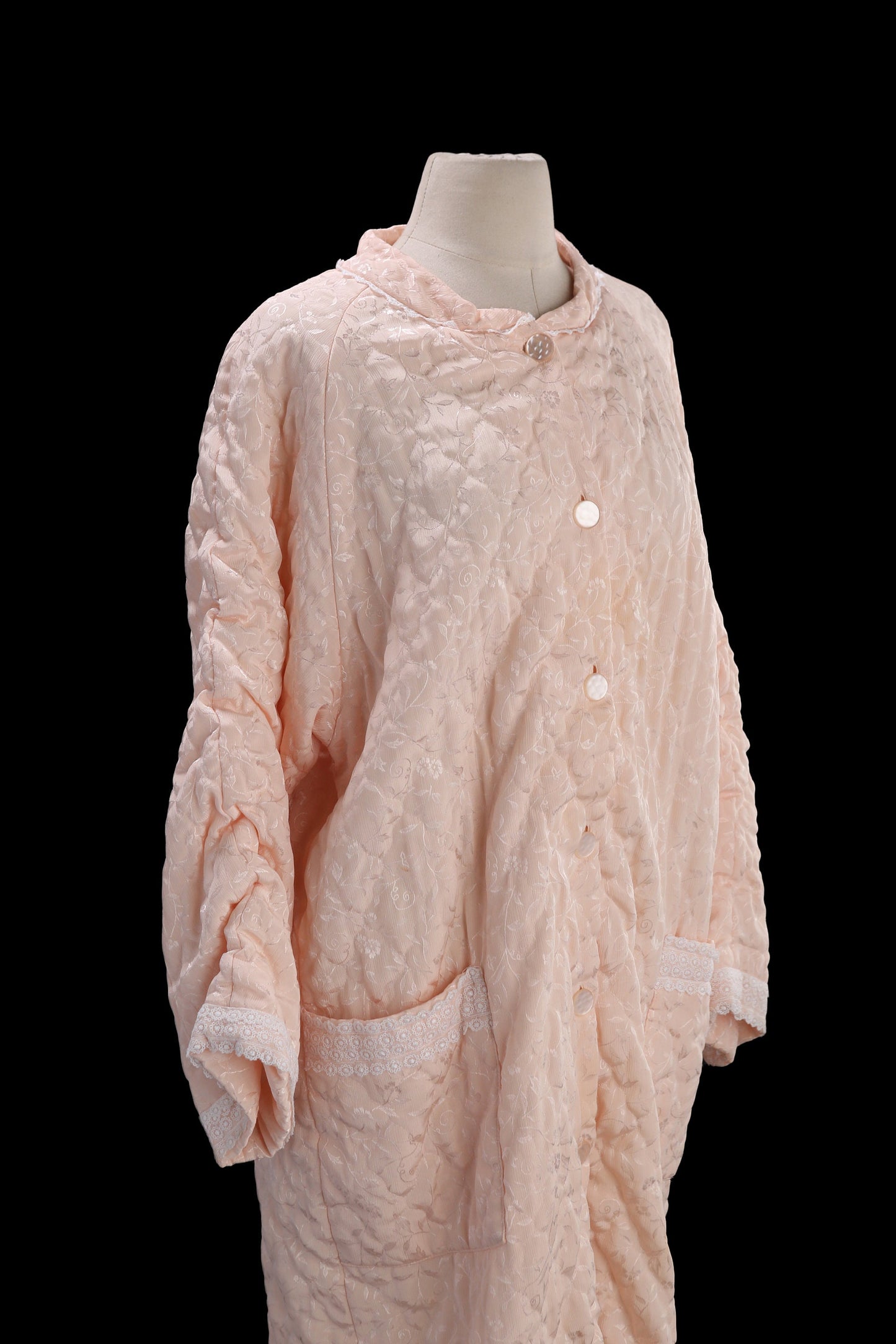 Vintage Pink Nightgown Robe with Floral Print Pattern by Oscar de la Renta for Saks Fifth Ave - Estimated Era 1980's - 19090's