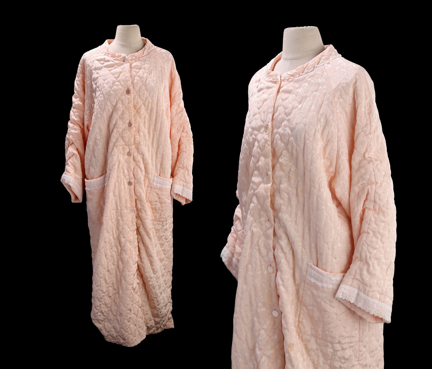 Vintage Pink Nightgown Robe with Floral Print Pattern by Oscar de la Renta for Saks Fifth Ave - Estimated Era 1980's - 19090's