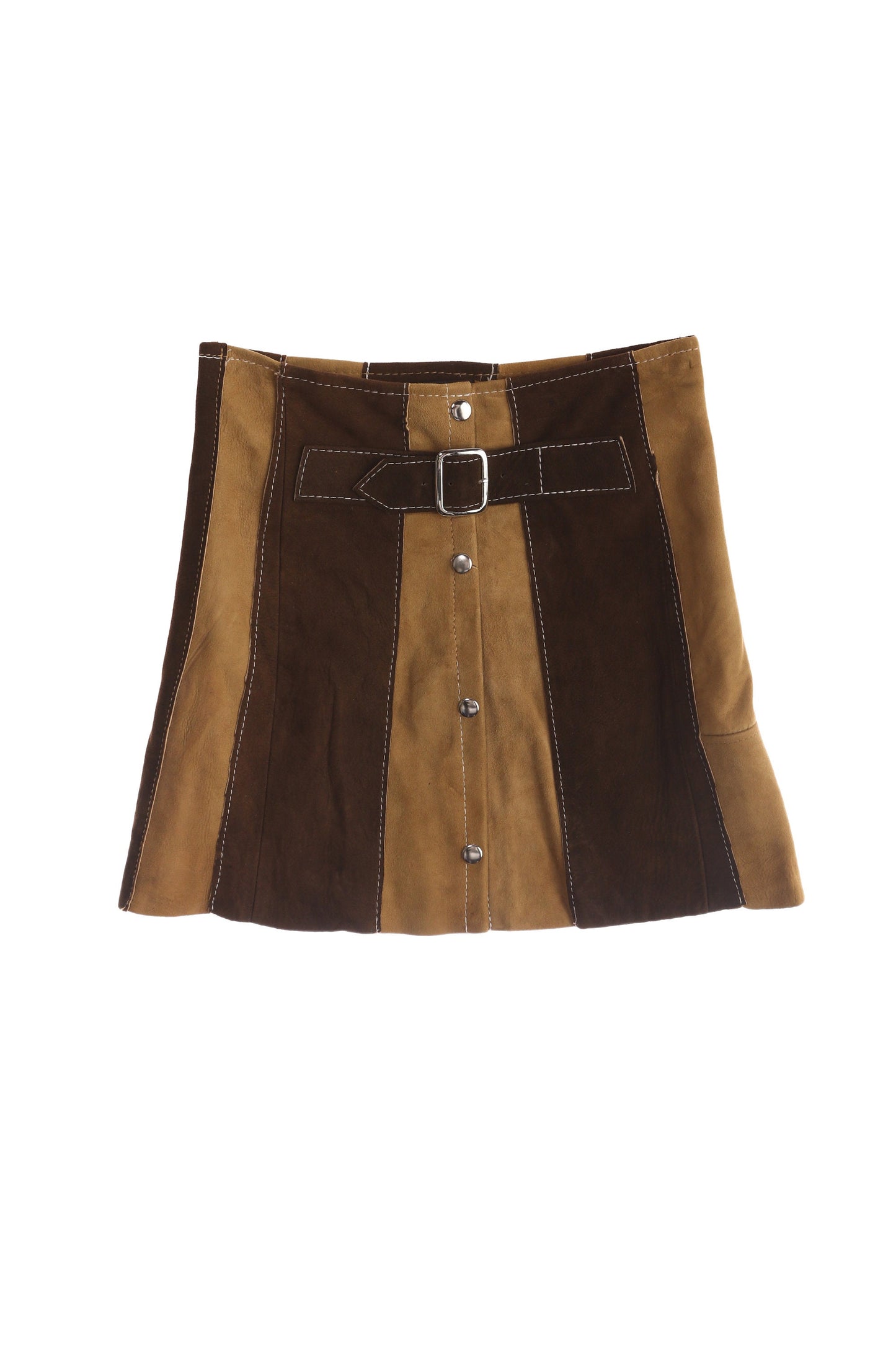 Women Suede Patchwork Multicolor Skirt